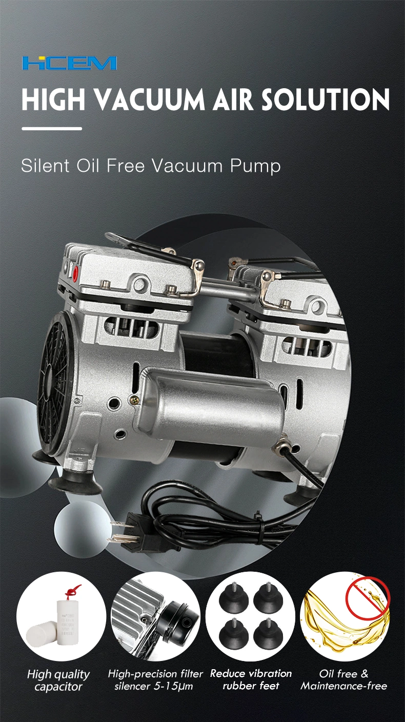 High Quality Small Size Silent Oilless Piston Vacuum Pump with Plug